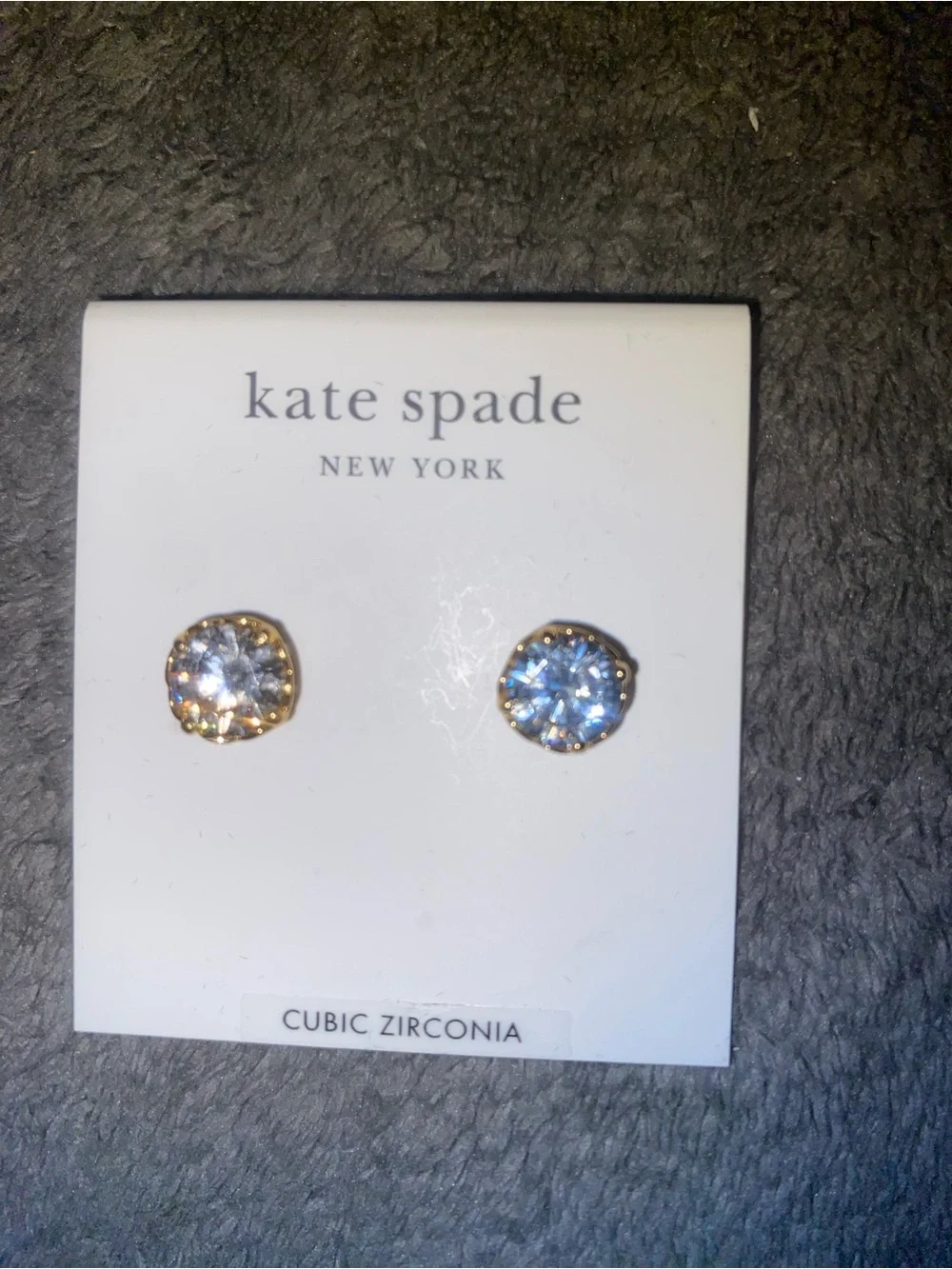 Kate Spade Gold Cubic Zirconia Stud Earrings - Clear